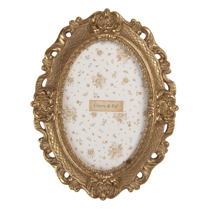 Ovale goudkleurige fotolijst 10*15