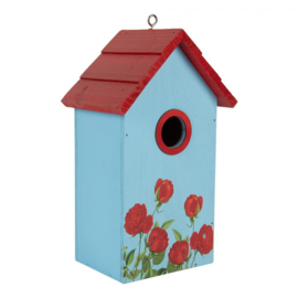 Vogelhuisje klaprozen blauw/rood