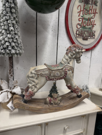 Kerstdecoratie hobbelpaard roosjes 55*14*46