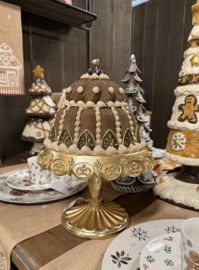 Luxe Kerst decoratie tulbandtaart op gouden voet 26*36