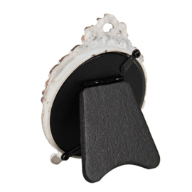 Brocant fotolijstje rond wit 6 cm