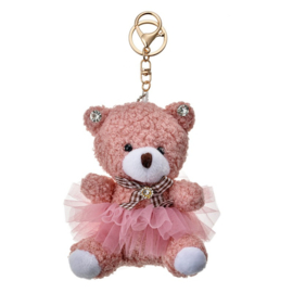 Sleutel-tashanger beertje roze 10cm