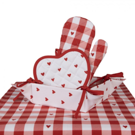 Broodmandje Love It hartjes rood/wit