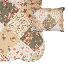 Bedsprei roosjes groen/beige 1 persoons 180*230