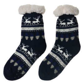 Heren Huissokken one size winter donkerblauw