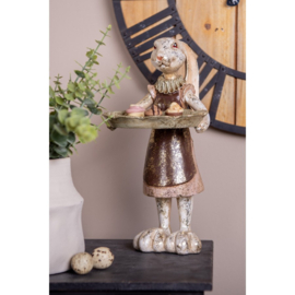 Decoratie meisje konijn met schaal 30cm