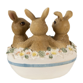 Decoratie ei met 3 konijntjes