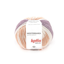 Katia Mediterranea 300 Parelmoer - Lichtviolet - Reebruin - Oranje