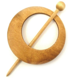 Blank houten ronde sjaalspeld doorsnee 8 cm (asymmetrisch)