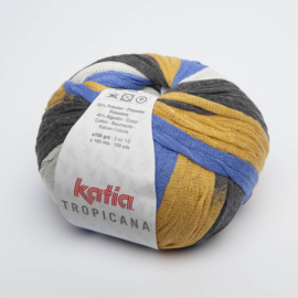 Katia Tropicana - 308 Blauw-Oker-Wit-Medium grijs