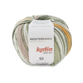 Katia Mediterranea 406 Medium groen - Licht zalmroze - Bleekrood