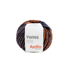 Katia Twins - 157 Bordeauxpaars - Oranje - Blauw