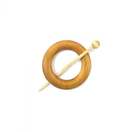 Blank houten ronde sjaalspeld doorsnee 8 cm