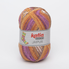 Katia Jaipur Socks - 50 Beige-Geel-Medium paars-Oranje