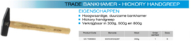 OX Trade Machinist hammer hickory hdl 300g OX-T085803