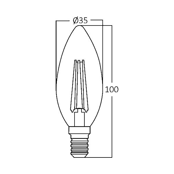 Braytron 4W E14 C35 CLEAR DIMMABLE 2700K LED Bulb