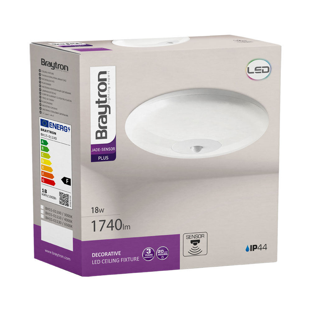 Braytron JADE ROUND 18W SENSOR 6500K IP44 Ceiling Light