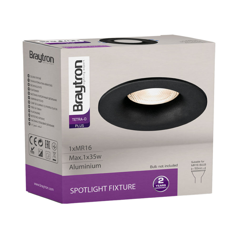 Braytron TETRA D ROUND Black IP20 Spotlight Fixture
