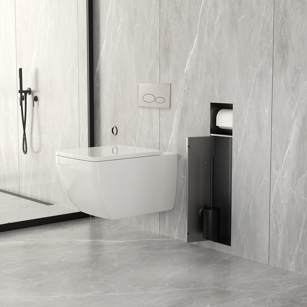 Rocko Toiletrol- en Borstelhouder Inbouw Betegelbaar Gunmetal