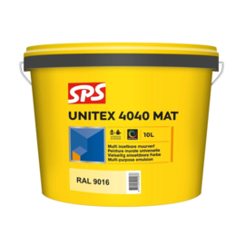 SPS Unitex Muurverf 4040 10 L RAL 9016 Bi/Bu