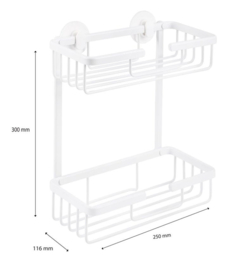 Wire Basket Matt White 2 Layers 25 x 11,6 x 30 cm. 3410009