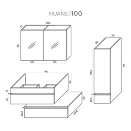 Wome Nuans Wit 100cm Badmeubelset