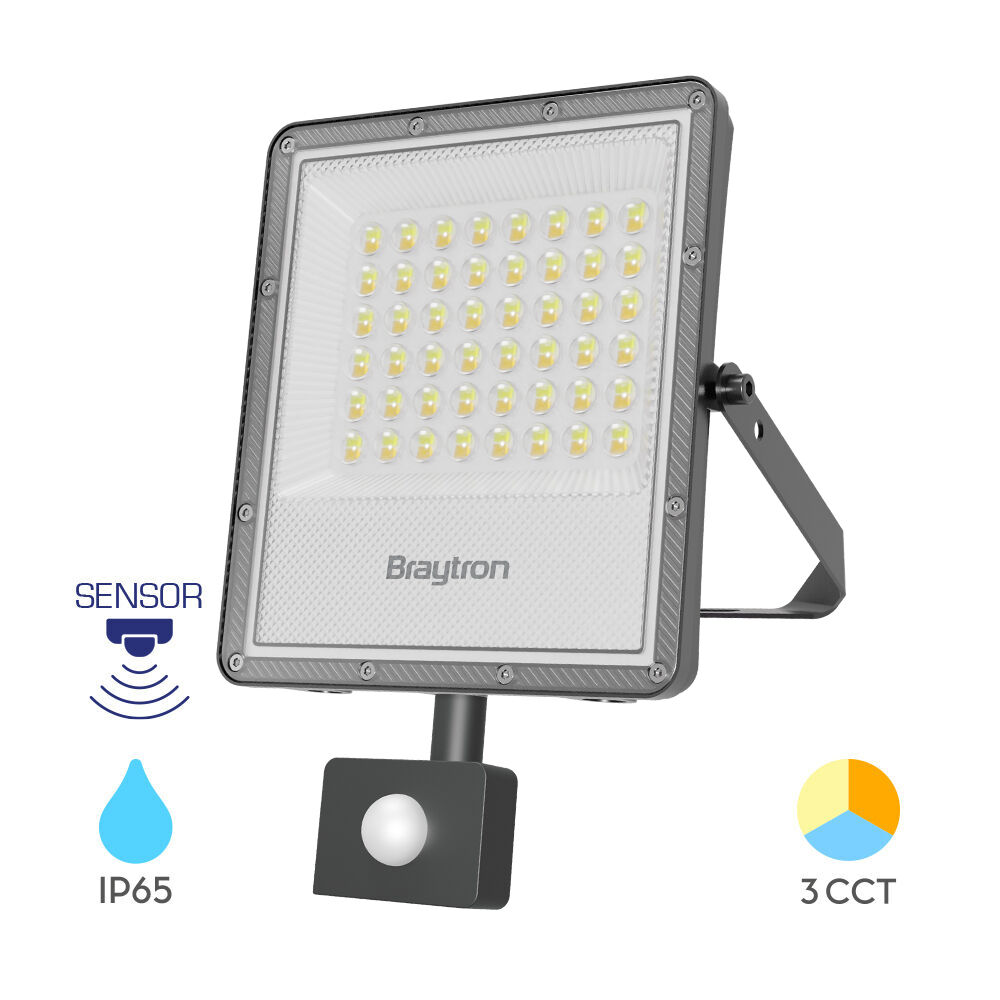 Braytron FLOOD PF 50W Grey 3IN1 SNS IP65 LED Floodlight