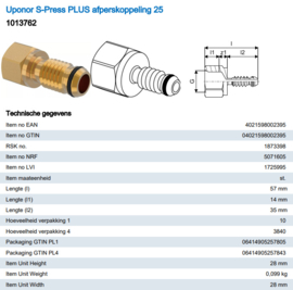 Uponor MLC Afperskoppeling 25/26 1013762