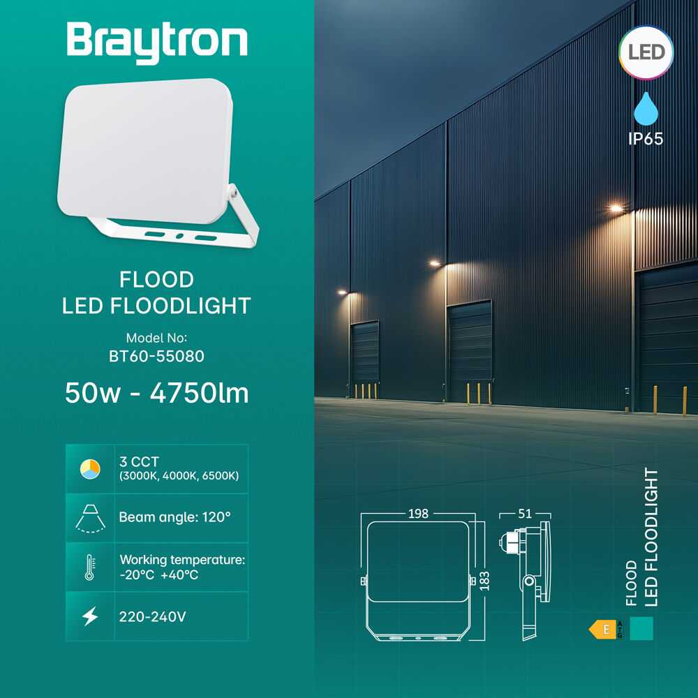 Braytron 50W LED FLOODLIGHT WHITE CCT 3IN1 IP65