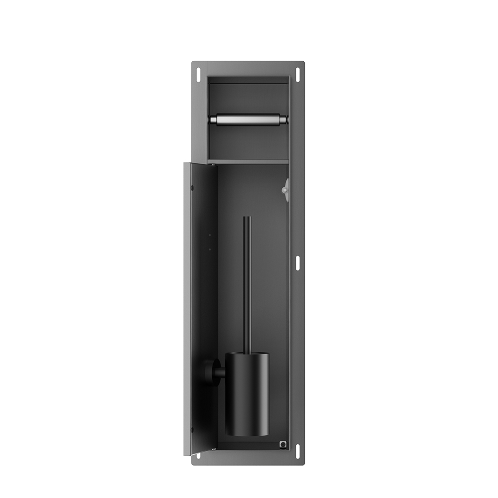 Rocko Toiletrol- en Borstelhouder Inbouw Betegelbaar Gunmetal