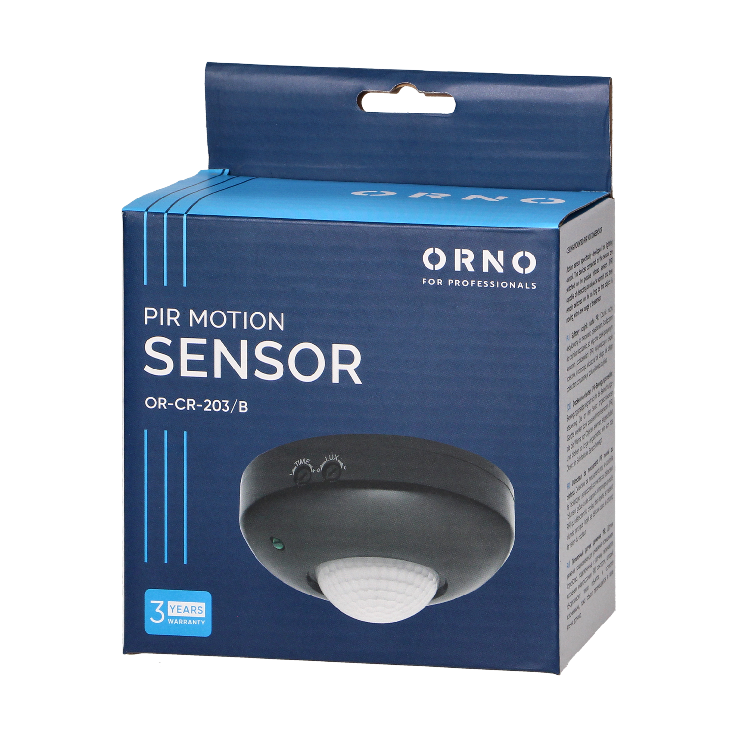ORNO PIR motion sensor 360° rated load 1200W; IP20 Black