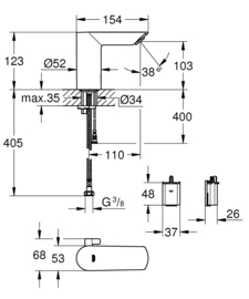 Grohe Bau Cosmopolitan Elektronische Infra 6V Kraan 36451000