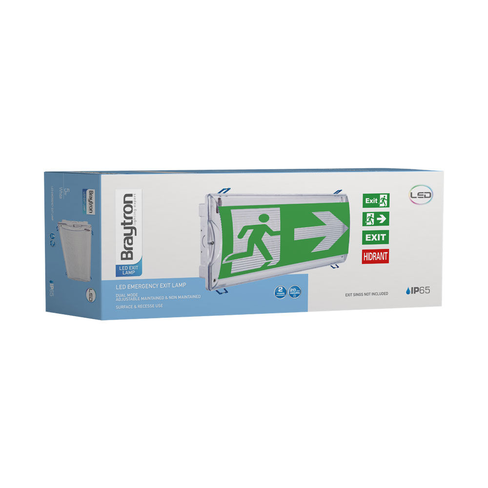 Braytron EXIT LED DUAL 5W IP65 WHT Emergency Exit