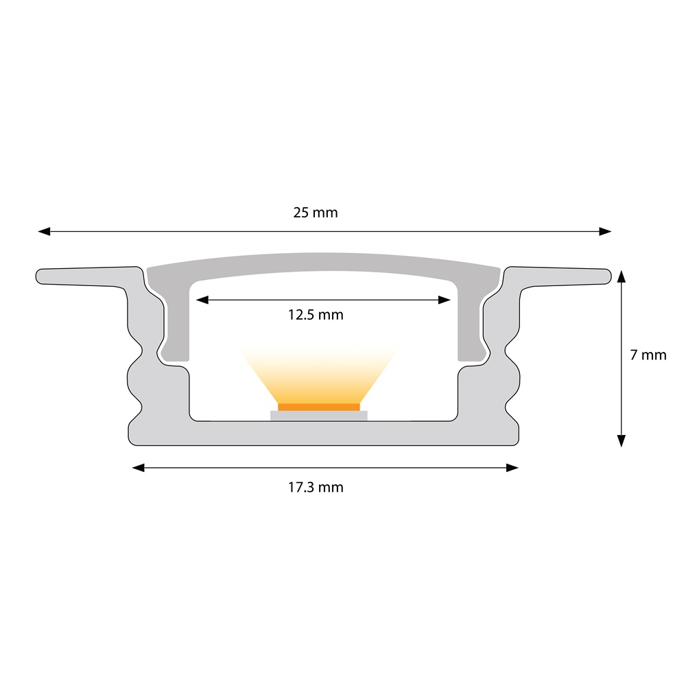 Leddle 2m LED Profile Recessed White-LDP