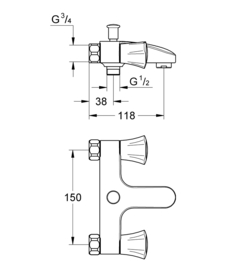 Grohe Costa Douchemengkraan 120 mm + uitloop 25453001