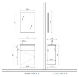 Titan Mat White Fonteinmeubelset 42cm x 24cm