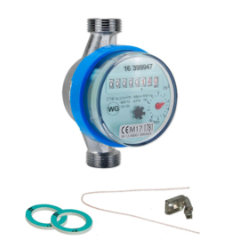 Watermeter 1/2" Bu. Q3 = 2.5 m3/h Geeikt & Gecertificeerd L=110 mm. 23103