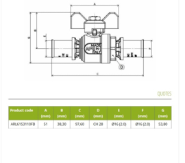 APE  Kogelkraan Vlinder 16-16 Pers x Pers ARL6153110FB