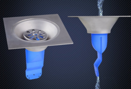 Rubber Sifon met plug voor douchegoot met onderuitlaat