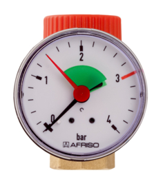 Afriso Overstortventiel 3 Bar 1/2 x 3/4 met Manometer Ø50mm 42382