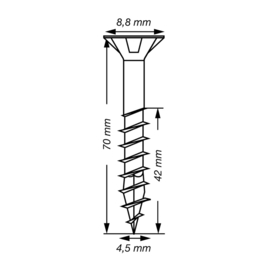 SPAX Uni. Schroef WIROX 4.5 x 70 T20 T-Star Plus (175x) 4191010450706