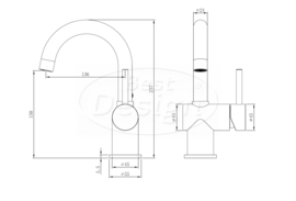 Best Design Ore-Logo Wastafelmengkraan met Draaibaar Uitloop RVS-look 4005470