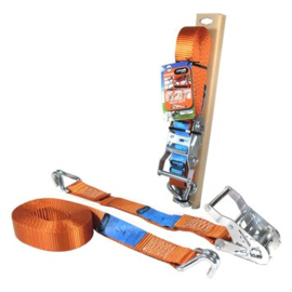 spanband oranje 6m 38mm met ratel en J haken