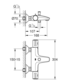 Grohe Grohtherm 800 Thermostatische Badmengkraan 150 mm + S-K 34567000