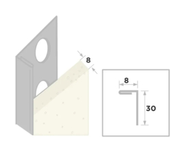 Stucstopprofiel 2178 RVS 300cm (8 mm)