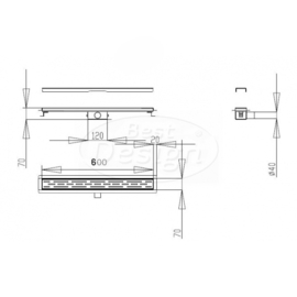 Titan 60SF BLACK + Rooster RVS Drain 60 cm
