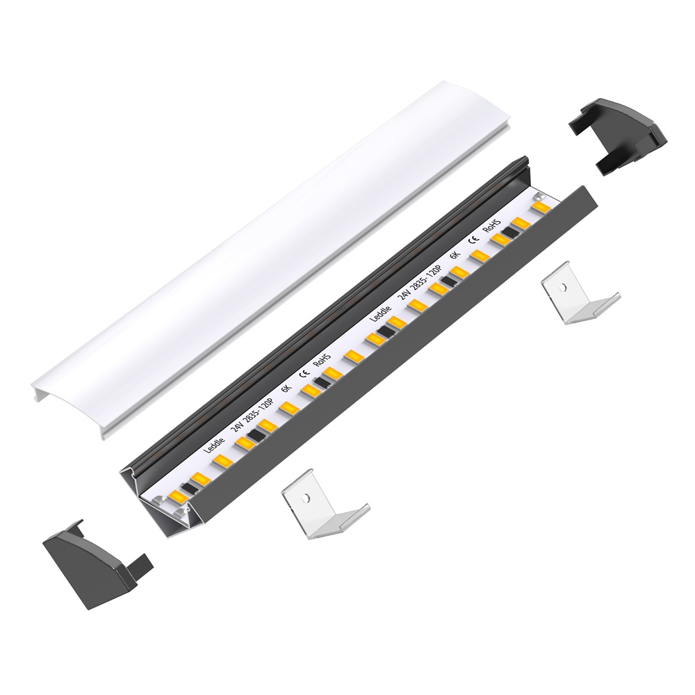 Leddle 2m LED Profile Corner Black-LDP