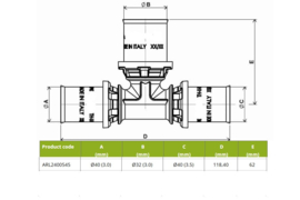 APE ARL2400545 T-Stuk 403240 Pers Messing RVS