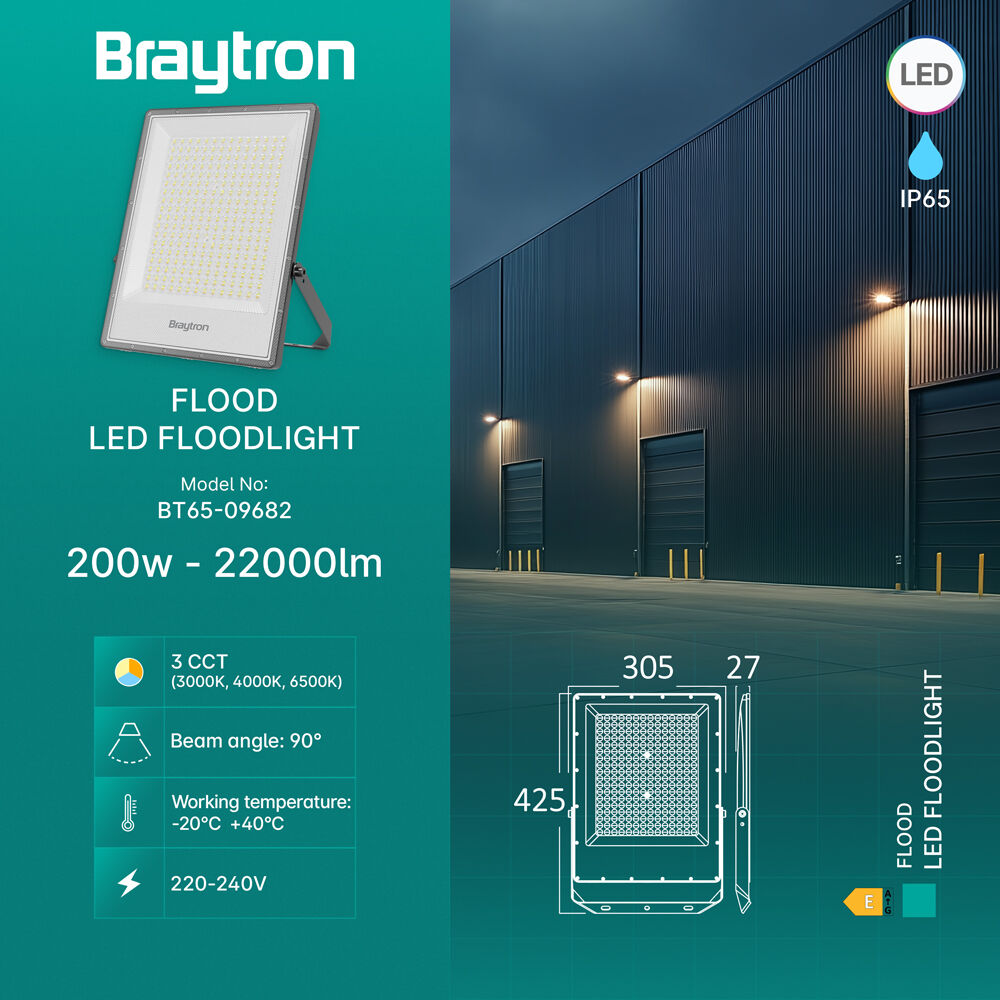 Braytron FLOOD PF 200W Grey 3IN1 IP65 LED Floodlight