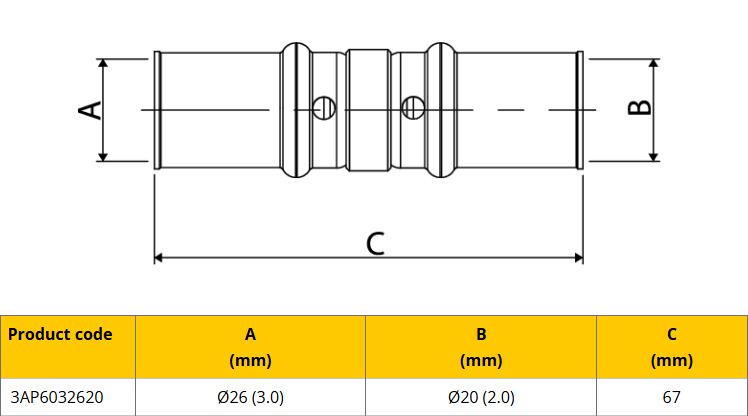 APE Gas Verloopsok 26x20 Pers